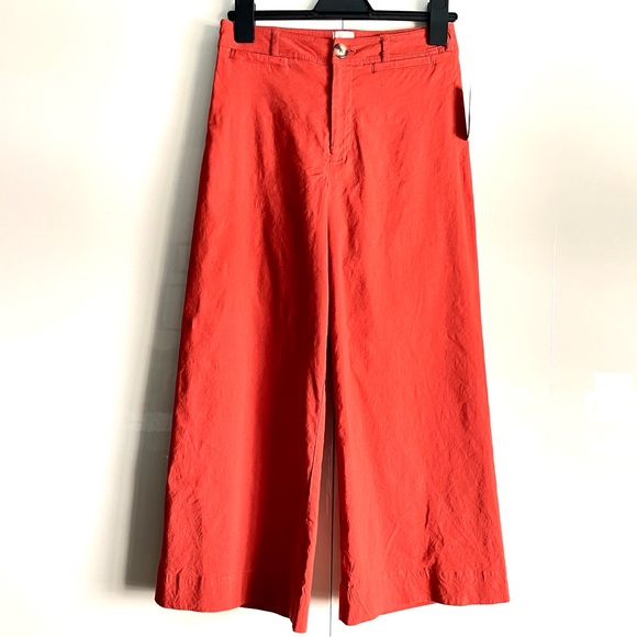 Anthropologie Maeve Colette Linen Blend Wide-Leg Trousers in Cedar Size 29P NWT - Picture 3 of 12